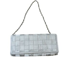 🩶 Sondra Roberts Woven Silver Evening Clutch Chain Shoulder Bag 🩶
